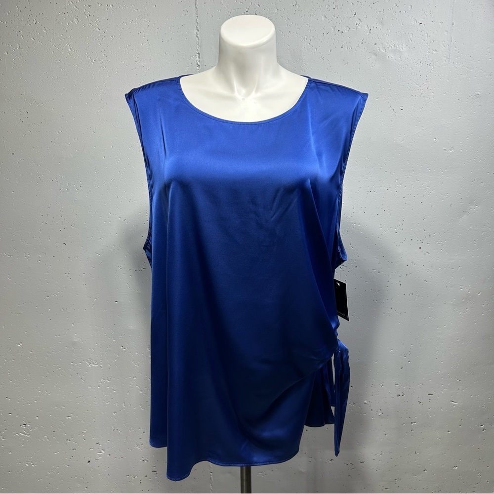 Eloquii Women's Royal Blue Silk Sleeveless Tank Top